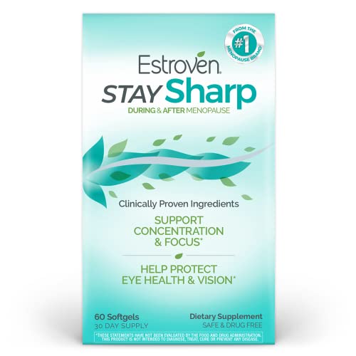 Estroven Stay Sharp, Supports Memory, Concentration and Focus During and After Menopause, Helps Protect Eye Health & Vision,* Clinically Proven Ingredients, Non-GMO, 60 Count