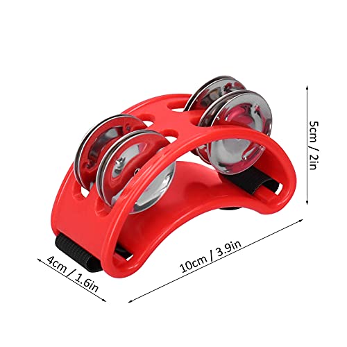 Foot Tambourine, Metal Jingles Percussion 5Pcs 2Row Half Moon Shaped 2Row Foot Tambourine for Party - Image 3