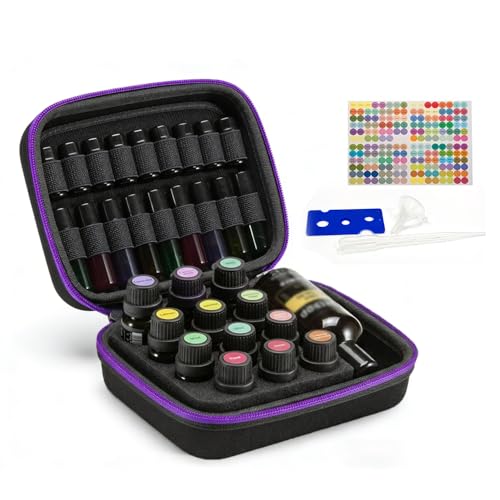Boîte Huile Essentielle, Boîte de Rangement d'huiles essentielles pour 44 Bouteilles 5ml 10ml 15ml, Organisateur Voyage Étui de Transport pour Voyage et...