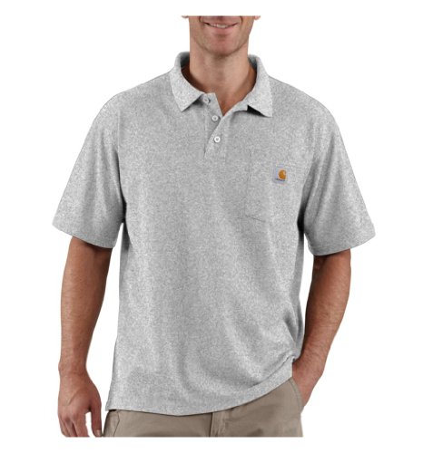 Carhartt, Herren, Weites, mittelschweres, kurzärmliges Polohemd mit Tasche, Grau meliert, L
