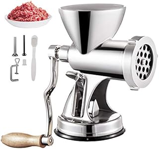VEVOR Manual Meat Grinder 304 Stainless Steel Hand Meat Grinder with Filling Nozzle Meat Grinder for Meat Vegetables Grinding and Sausage Stuffing