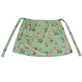 [ルナ パンダ] 百貨店 販売 日本製 洗濯しても しわになりにくい ポリエステル 大きな 花 柄 サロン エプロン 前掛け ギャルソン 72719 (グリーン)