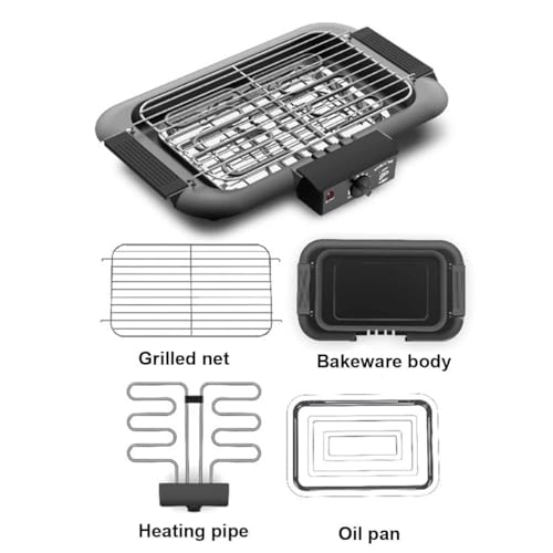 Image of Portable Temperature Control Electric Barbecue Grill Smoke Free Griller, Frying, Tandoori Maker Tray for Home Hotel Restaurant Indoor Outdoor