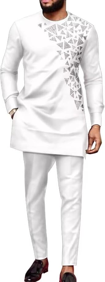 African Mens Suits Dashiki Party Outfits Print African Formal Attire Nigerian Clothes 2 Piece Men Cocktail Wear