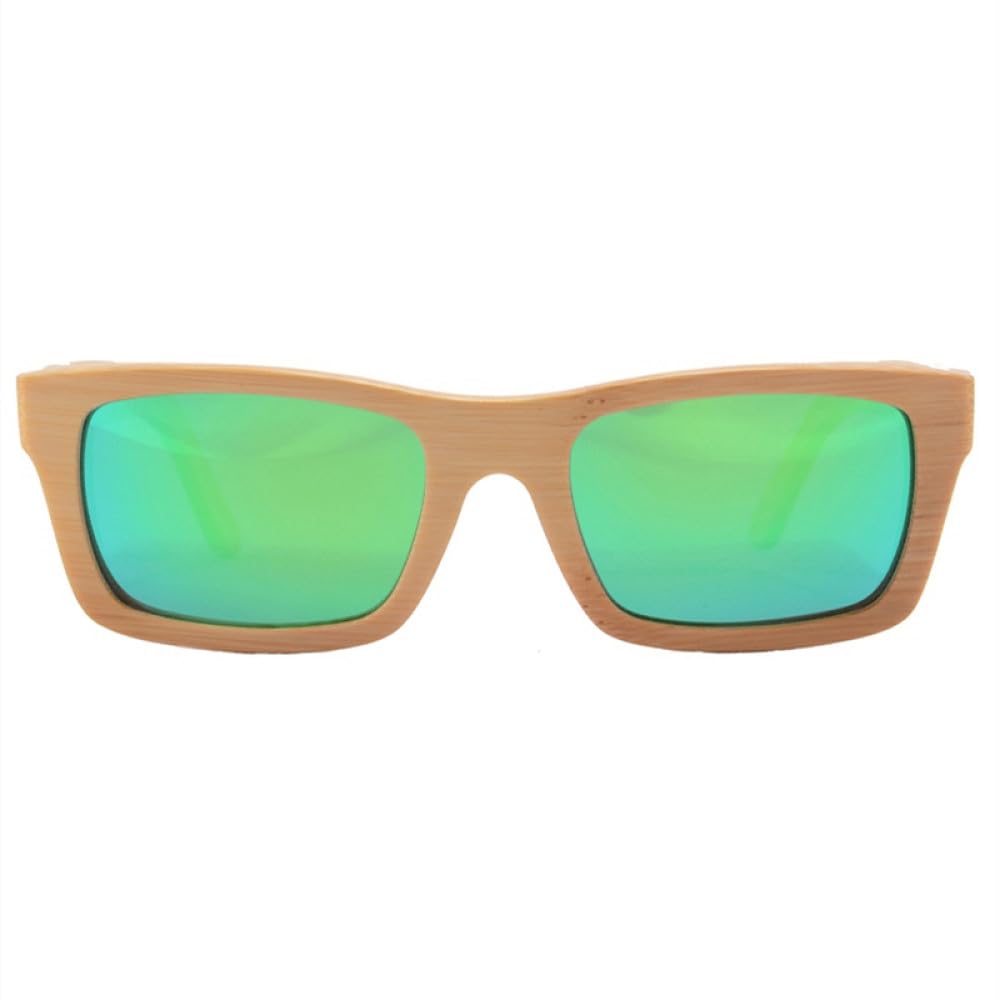 Occhiali da sole in legno fatti a mano Occhiali da sole polarizzati con montatura quadrata in legno per uomo Occhiali da sole da donna Legno, verde bambù, marrone