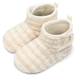 BARERUN Toddler Slippers Girls Boys House Shoes Baby Winter Booties Plush Cozy Kids House Slipper Warm Lightweight Infant Walking Shoes Socks