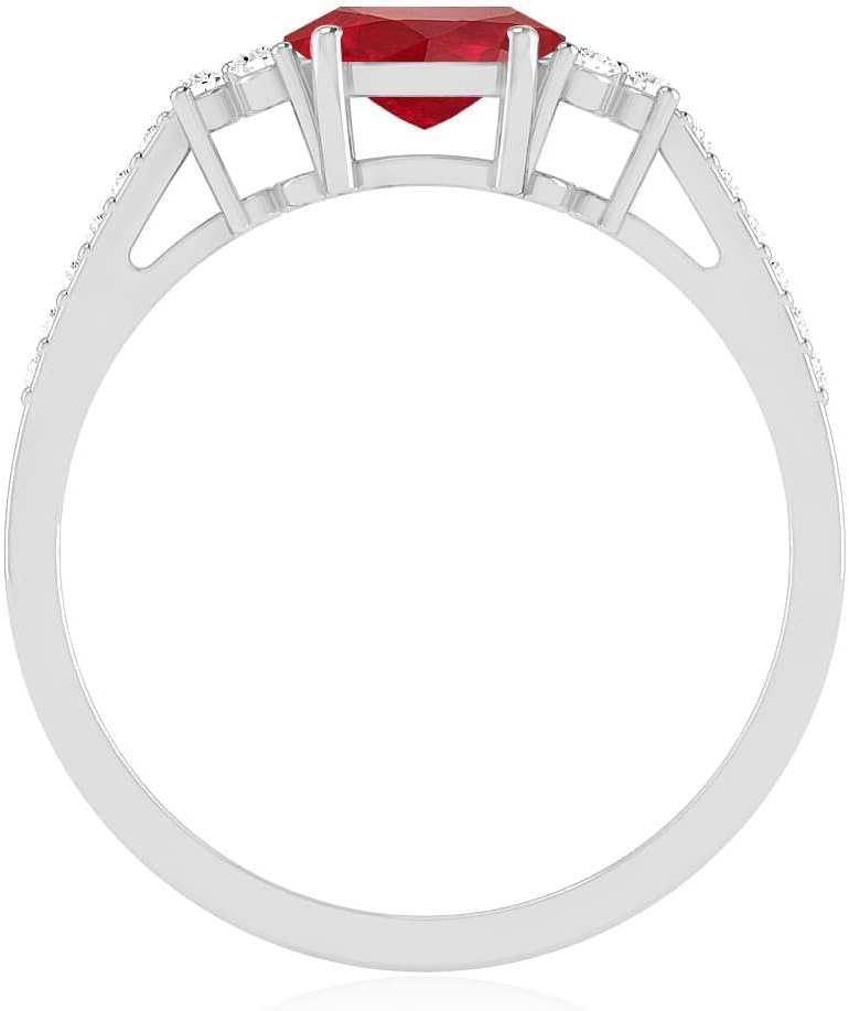 Natural Ruby Oval Ring for Women with Diamonds – 14K Rose/Yellow/White Gold or 925 Sterling Silver – Elegant July Birthstone Engagement, Promise & Anniversary Ring