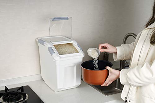 Rice Storage Container With Wheels Seal Locking Lid Pp((507.27Oz / 3.96Gal / 80Cup / 15L),Pack-2) #TOP6