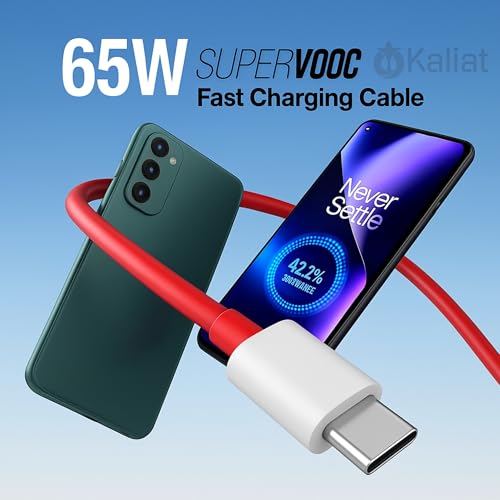 Image of USB-A to Type-C Fast Charging Cable for OnePlus 65W Super VOOC Super Dart | Data & Power Charging Cord Compatible with One Plus 13, 13R, 12, 12R, 11, 11R, 10 Pro, Nord Series, CE Series Smartphones