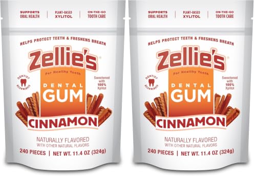 Image of Zellie's | 100% Xylitol Cinnamon Chewing Gum | No Aspartame, Gluten Free, Vegan & Kosher (240 Count - Pack of 2)