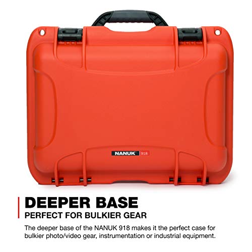 Image of NANUK 918 Pro Photo Kit Case, Waterproof Hard Case, Carry-On | 16.9 inch x 12.9 inch x 9 inch, Protects Cameras, Lenses, Drones & Sensitive Equipments During Travel, Padded Dividers, Lockable, Orange