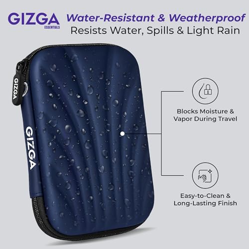 Image of GIZGA essentials Hard Drive Case Shell, 2.5-inch, Portable Storage Organizer Bag for Earphone USB Cable Power Bank Mobile Charger Digital Gadget Hard Disk, Water Resistance Material, Navy Blue