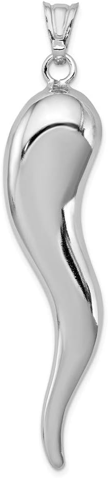 ソリッド925スターリングシルバーイタリアホーンChilli Pepperペンダント( 67 mm X 14 mm