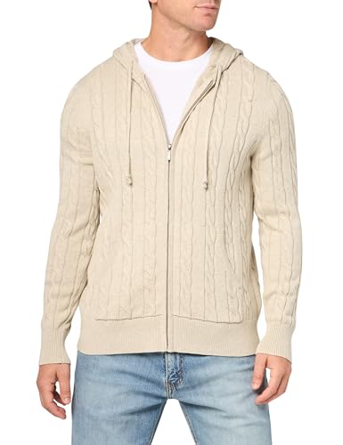 Brooks Brothers Men's Cotton Cable Knit Full Zip Hoodie Sweater