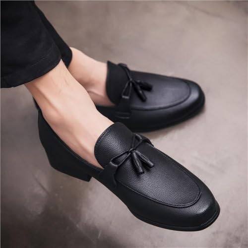 Men’s Formal Dress Shoes with Tassel Calfskin Leather Slip-On Pointed Toe Non Slip Wedding Tuxedo2