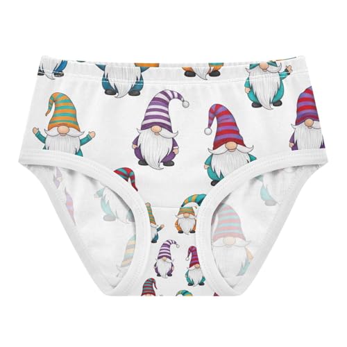 Toddler Panties, Gnomes Colorful Striped Cotton Underwear for Girls, 2T–8 Years