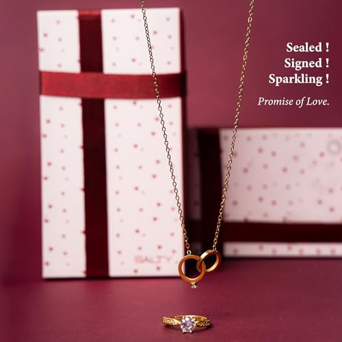 Image of SALTY Anti Tarnish Fancy Loving Gift Box | Necklace, Earrings & Bracelet Jewellery Set for Women | Stylish Minimal Jewelry Sets | Modern Design Aesthetic Accessories | Ideal for Gifting | Gift for Diwali, Christmas, Marriage, Birthday