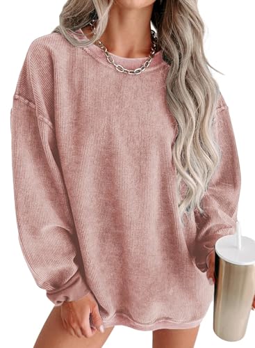 SHEWIN Women Fall Sweatshirt Fall Oversized Pullover Tops Spring Corduroy