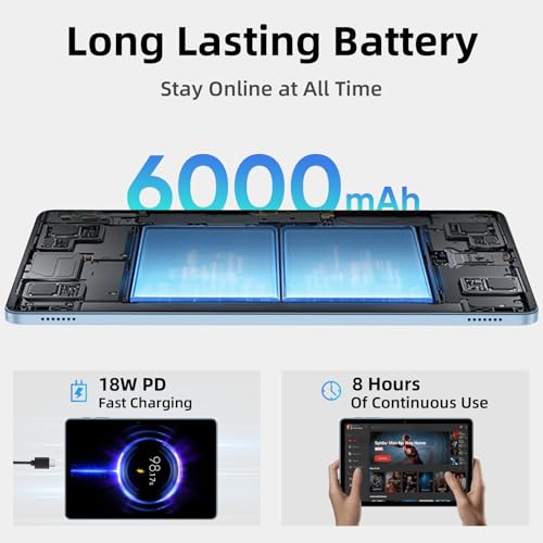 Image of Android 16 Tablet, 10 Inch Tablet, Octa-Core, 24GB RAM 64GB ROM 2TB Expand, Tablets with Gemini AI, 6000mAh, WiFi, Widevine L1, GMS, BT 5.0, Dual Camera, Tablets with Case (Gray)