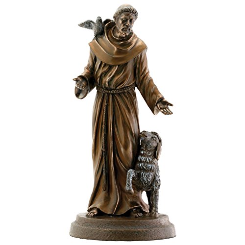 Estatua religiosa católica de San Francisco en bronce
