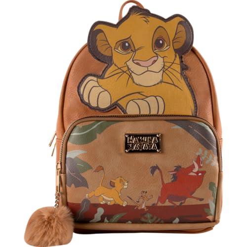 Cerdà Disney Le Roi lion Sac à dos - Simili cuir - Motif Hakuna Matata Simba, Pumbaa et Timon - Marron
