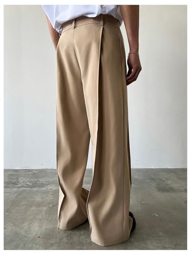 Verdusa Men's Wide Leg Pants Business Casual Dress Pants with Pockets2