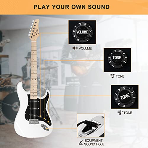 Image of GLARRY Full Size Electric Guitar for Music Lover Beginner with 20W Amp and Accessories Pack Guitar Bag (WHITE, 39 inch Right Handed)