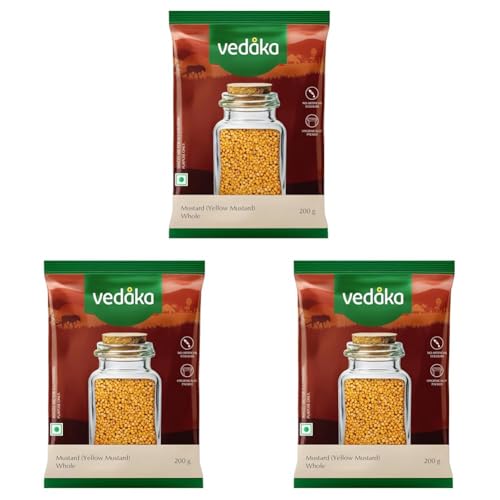 Image of Amazon Brand - Vedaka Mustard | Whole | 200 G | Yellow Mustard (Pack of 3)