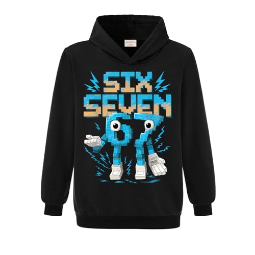 Yaokilyly Funny 67 MEME Boys Girls Six Seven Jumper Kids Cotton Hoodie (Black,5 Years)