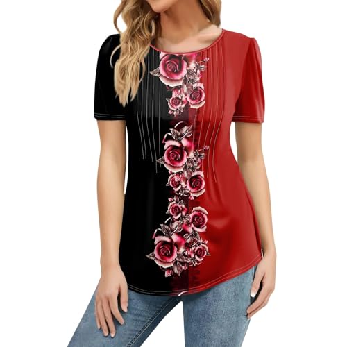 Womens Summer Tops Size 18 Summer Tops for Women UK Summer Tops for Women UK Oversized T Shirts Funny Golf Shirts Black Short Sleeve Shirt Women Yellow Shirt Womens Summer Red 2XL