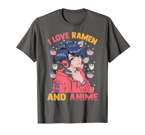 I Love Ramen And Anime - Cute Kawaii - Manga Otaku Guy Maglietta