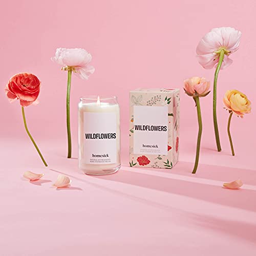 Homesick Premium Scented Candle, Wildflowers Candle - Scents Of Geranium, Peony, Magnolia, 13.75 Oz, 60-80 Hour Burn, Natural Soy Blend Candle Home Decor, Relaxing Aromatherapy Candle #TOP2