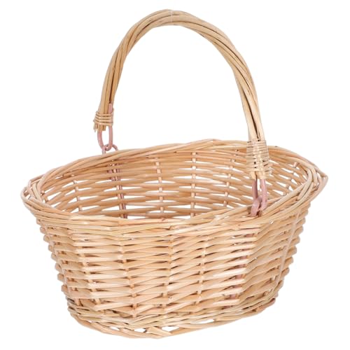 COLLBATH Willow Picnic Basket for Food Fruits Storage - Portable Basket with Handle for Gatherings and Everyday Use
