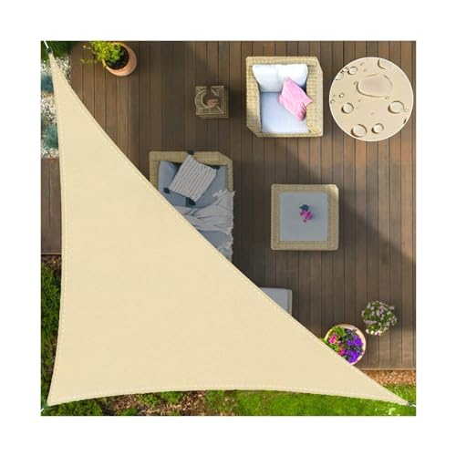 FAFAKO Toldo triangular con protección solar para jardín, terraza, parque infantil o balcón, muchas áreas al aire libre, muebles de jardín, resistente al moho y a los rayos UV (beige, 3 x 4 x 5 m)