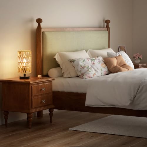 Image of Table Lamps Set of 2 (Rattan Rope Shade - Black Base, 9 inch Inline Control)