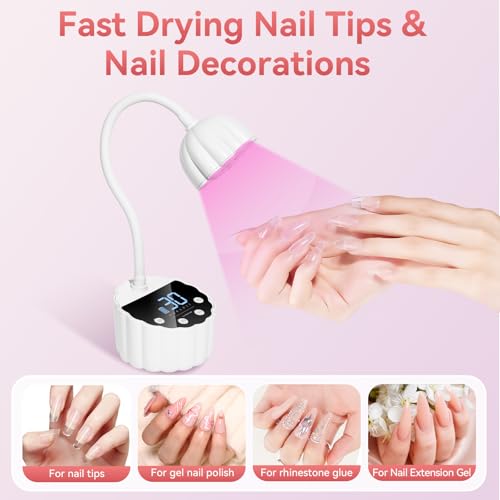 Image of Makartt UV LED Nail Lamp - Gooseneck 58mW /cm Flash Cure Lamp Rechargeable UV Light for Gel Nails with 4 Times & Auto Sensor USB Cordless Fast Curing Nail Art Design for Salon Home DIY (White)