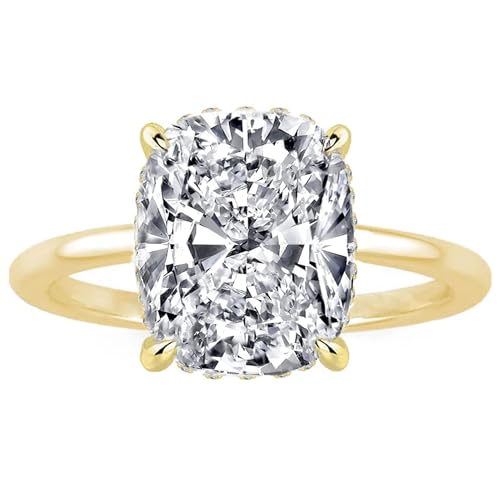4CT/4.5CT Elongated Cushion Cut Engagement Rings for Women, Simulated Diamond Ring, 925 Sterling Silver 18K White/Yellow Gold Plated Promise Ring