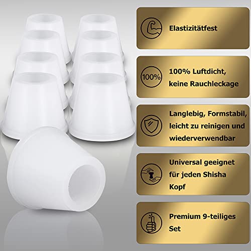 DFESKAH Shisha Kopfdichtung, 9er Set Hookah luftdichte Silikon Dichtung an der Wasserpfeife Rauchsäule für Tabakkopf… – Bild 4