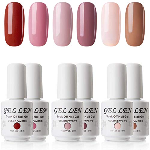 Gellen Gel Nail Polish Set - Pink Nudes 6 Colors, Popular Nail Art