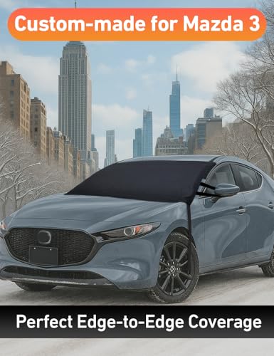 Image of EcoNour Car Snow Cover Compatible for Mazda 3 | Windshield Cover for Ice and Snow with S-Hook Straps | Heavy-Duty 600D Oxford Winter Car Cover, Waterproof & Anti-Slip