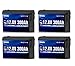 4 Packs 12V 300Ah LiFePO4 Lithium Battery, Upgraded 15000+ Deep Cycle Marine Battery with 200A BMS, 3840Wh Rechargeable Lithium Battery with Low-Temp Protection for RV Solar Panel Camping Product