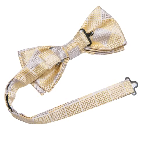 Image of Dubulle Mens Paisley Striped Bowtie Set Pre-tied Bowtie for Men and Pocket Square Set Wedding Business