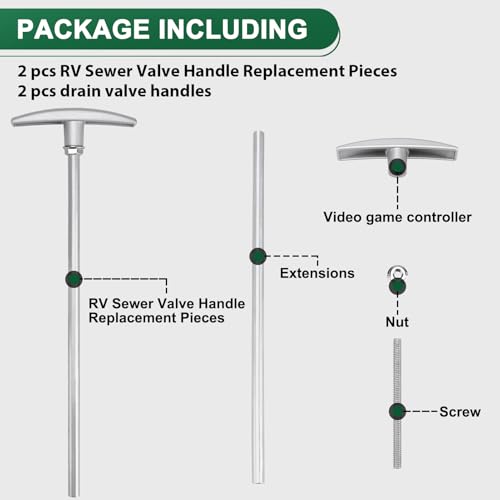 Image of 2 Pack RV Waste Valve Extension, Sewer Gate Aluminum Tube Extension, Dump Valve Extension, RV Waste Handle Replacement, Tube 9 inch TX9HPB Compatible with Valterra Camco Most Model