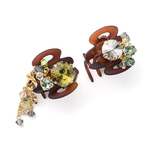 コンプレックスビズ レディアリーシャイン ホイップクリップ 2個 セット グリーンミックス | スワロフスキー クリスタル 日本製 髪留め ヘアアクセサリー ヘアクリップ しっかりとまる 小さめ 仕上げのサムネイル