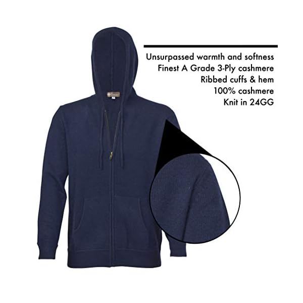 Cashmere Boutique 100% Pure Cashmere Hoodie Sweaters for Men – Full Zip, Long Sleeve, and Both Side Front Pockets - Image 7