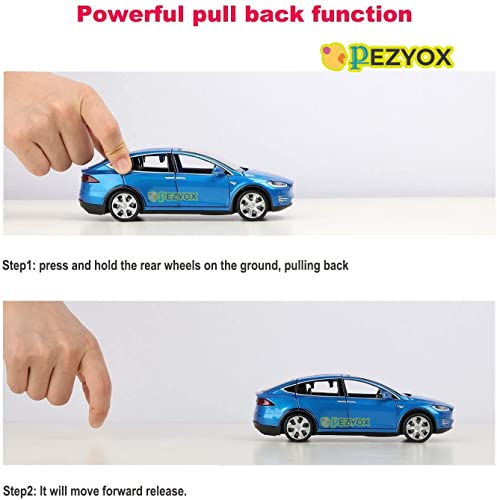 Image of Alloy Car Model Diecasts Metal Toy with Sound /Light /Pull-Back Off-Road Vehicles Car Model Collection Kids Toys Gift Multicolor Pack of 1 (Tesla Blue)