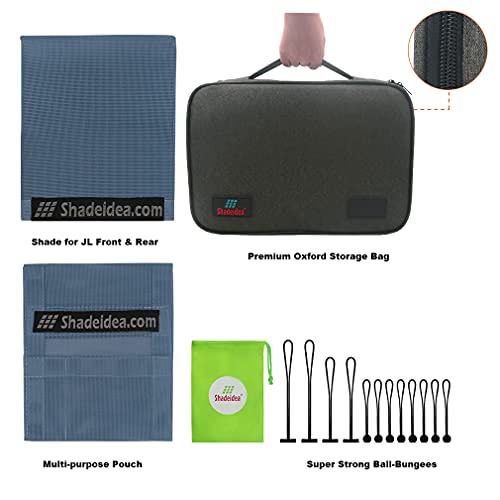 Shadeidea Top Sun Shade for Jeep Wrangler JL (2018-2023) 2 Door Sunshade Front and Rear - Steel Blue Mesh Screen Soft Top Roof Cover UV Blocker with Grab Bag - 10 Year Warranty - Thumbnail 5