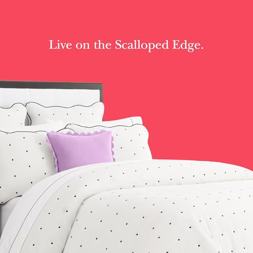 Image of kate spade new york Scallop Edge Decorative Pillow, 18 inch x 18 inch Throw Pillow for Bed or Sofa, Cotton Cover, Sea Thistle