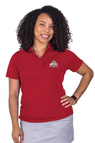 Vantage Apparel Women's Collegiate Team Icon Polo, Ohio State Buckeyes, Red, Small