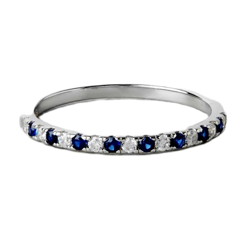 Bague d'éternité en argent 925 avec saphirs naturels scintillants de haute joaillerie